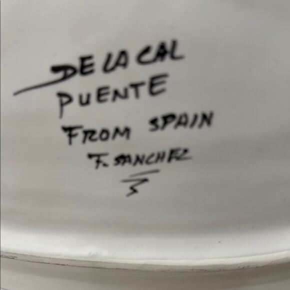 De La Cal Serving Platter Handpainted Artistic Blue Yellow Fish 10.5 X 10 Plate - Picture 9 of 12